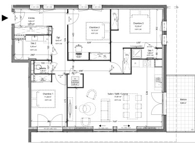 APPARTEMENT T4 A VENDRE - ST CYR AU MONT D OR - 96.55 m2 - 539900€