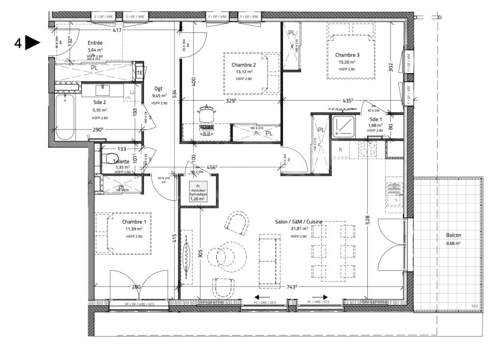 APPARTEMENT T4 A VENDRE - ST CYR AU MONT D OR - 96.55 m2 - 539900€